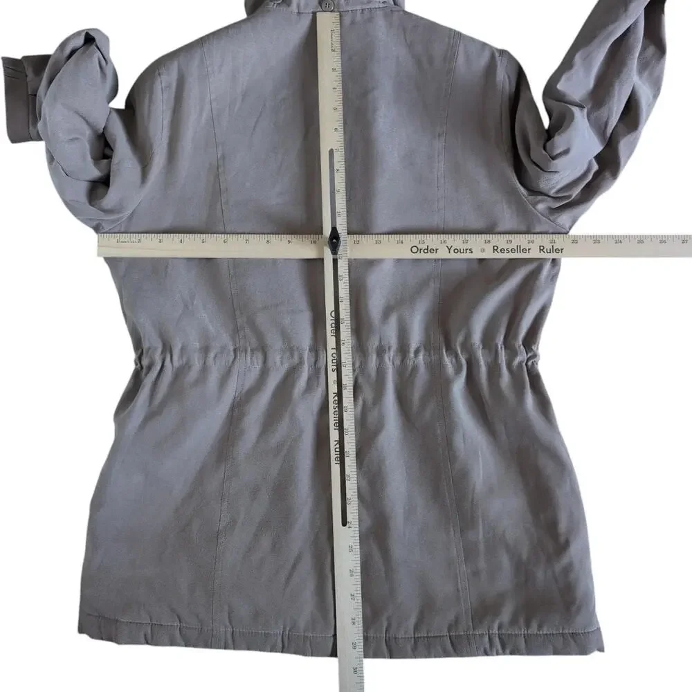 London Fog Coat Womens PM Beige Microfiber‎ Zip Parka Drawstring Waist Insulated